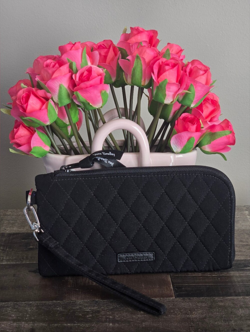 Vera Bradley Black Quilted Wristlet